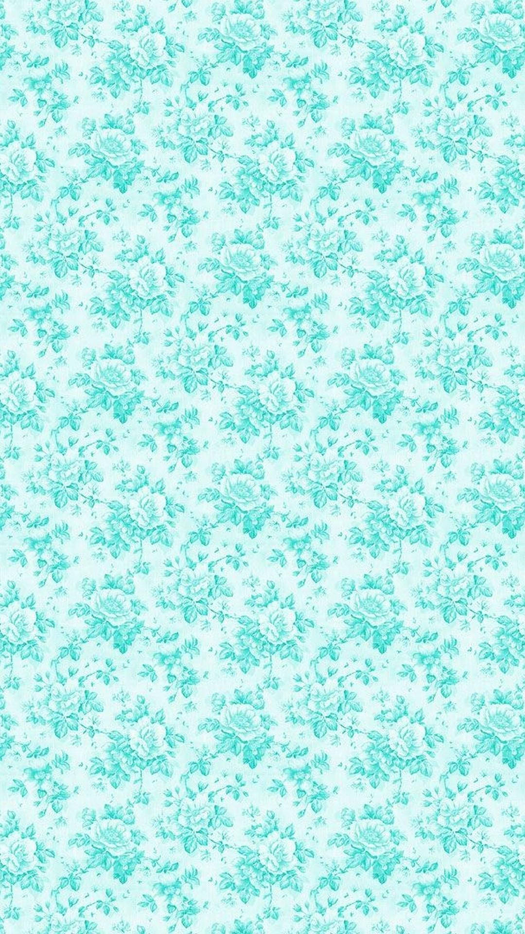 Floral Pattern Mint Green Background