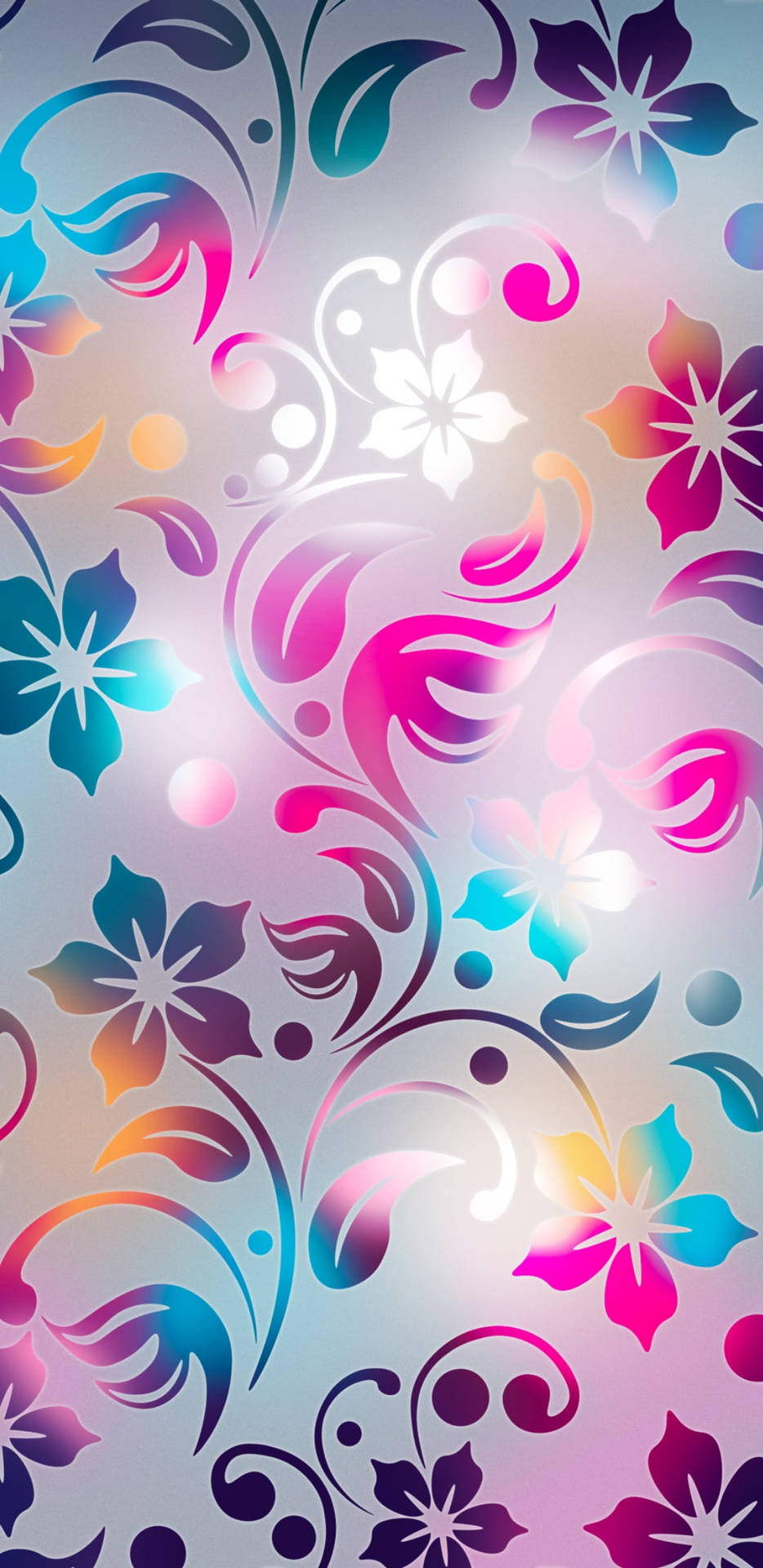 Floral Pattern Neon Phone Background