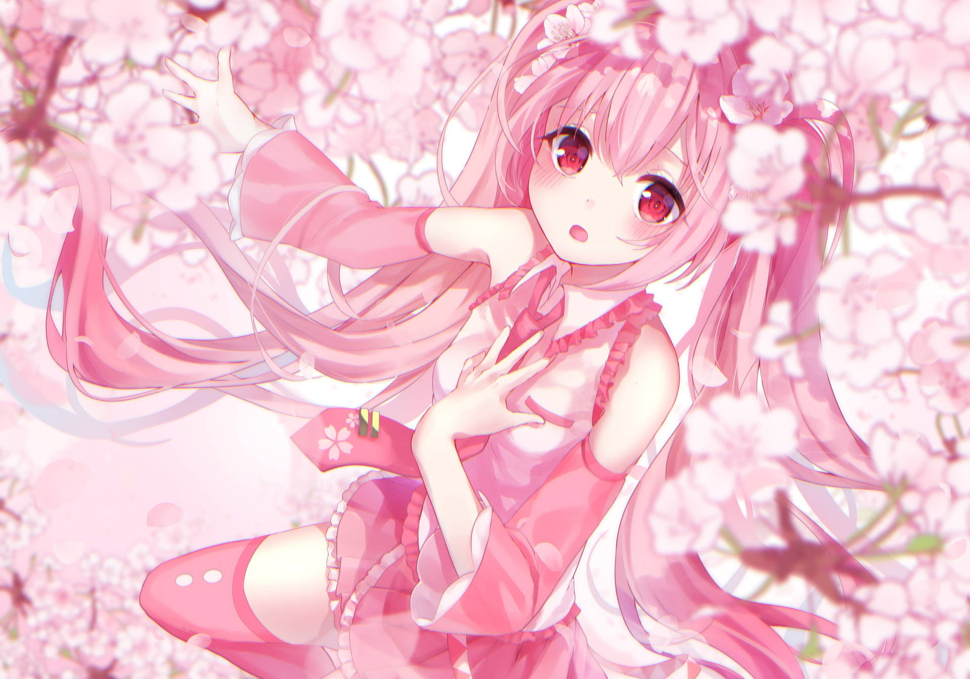 Floral Pink Anime Aesthetic Background