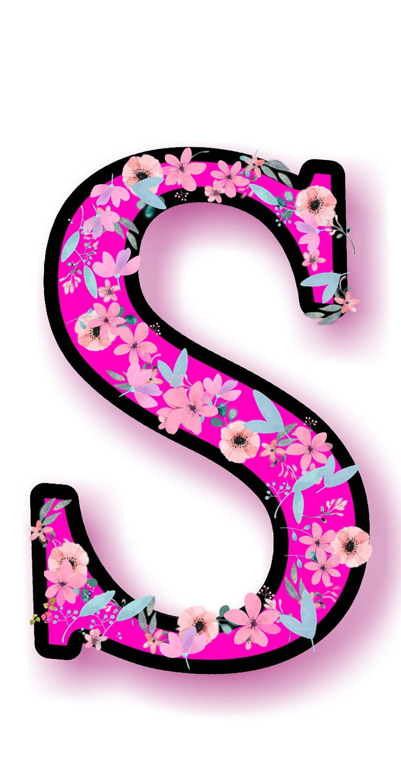 Floral Pink Letter S Name