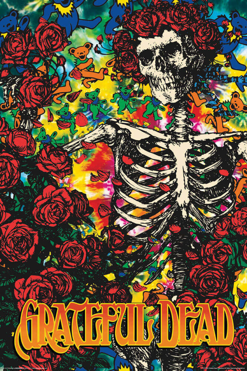 Floral Skeleton Poster Of Grateful Dead Iphone Background