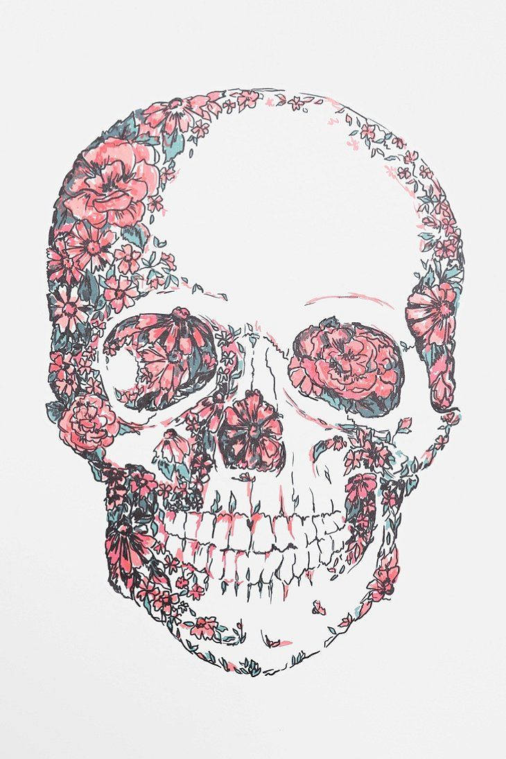 Floral Sugar Skull Design Background