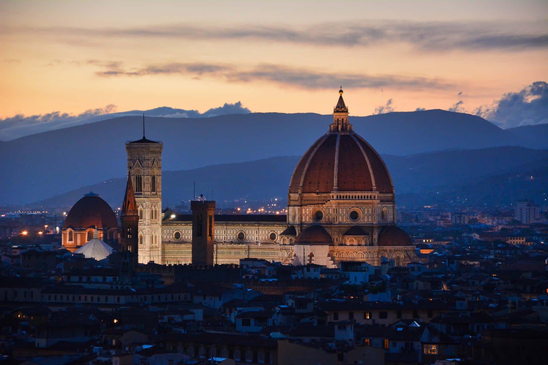 Florence Cathedral Night View Italy Background