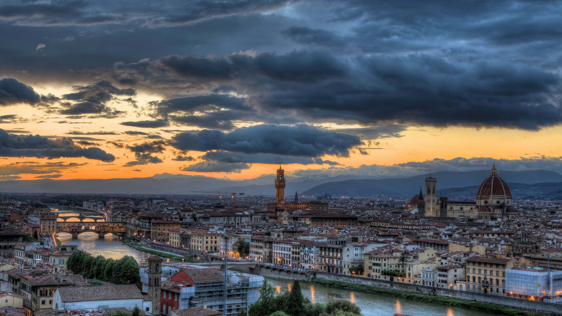 Florence Cathedral Panoramic View Italy Background