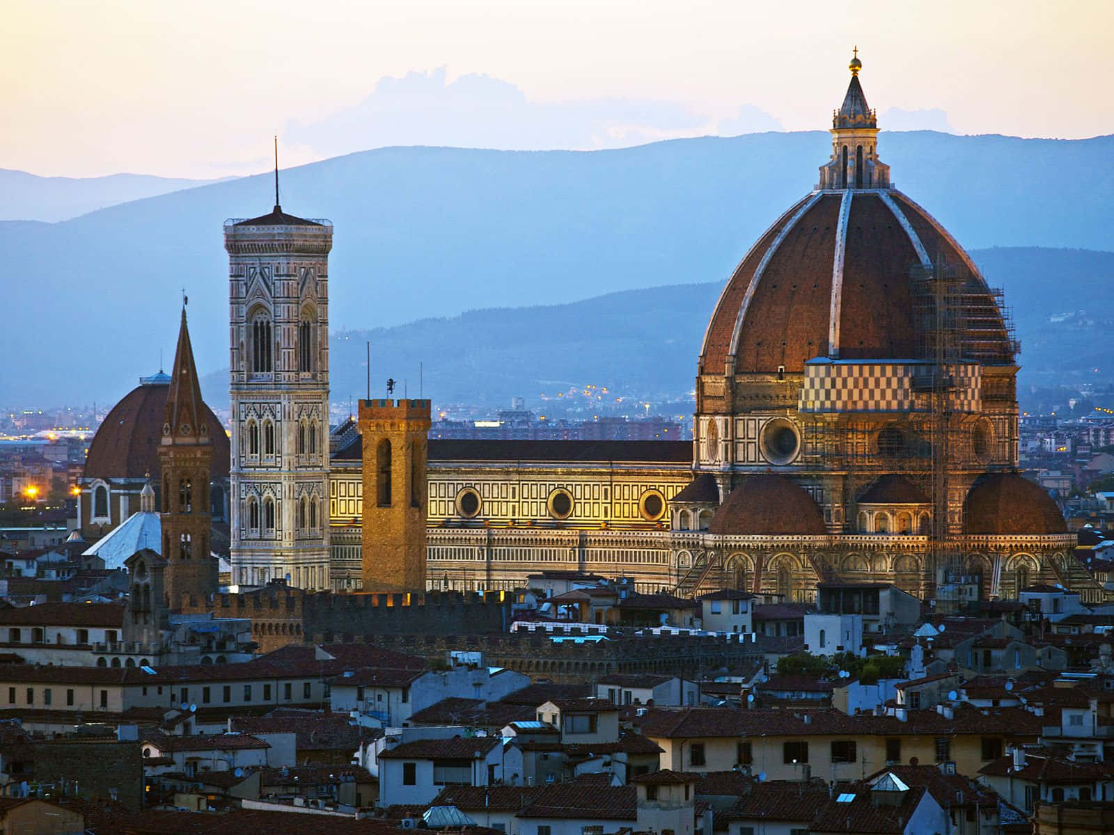 Florence Cathedral Sunset View Italy Background