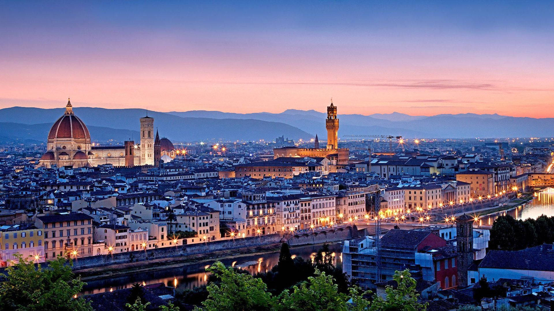 Florence Italy At Night Background
