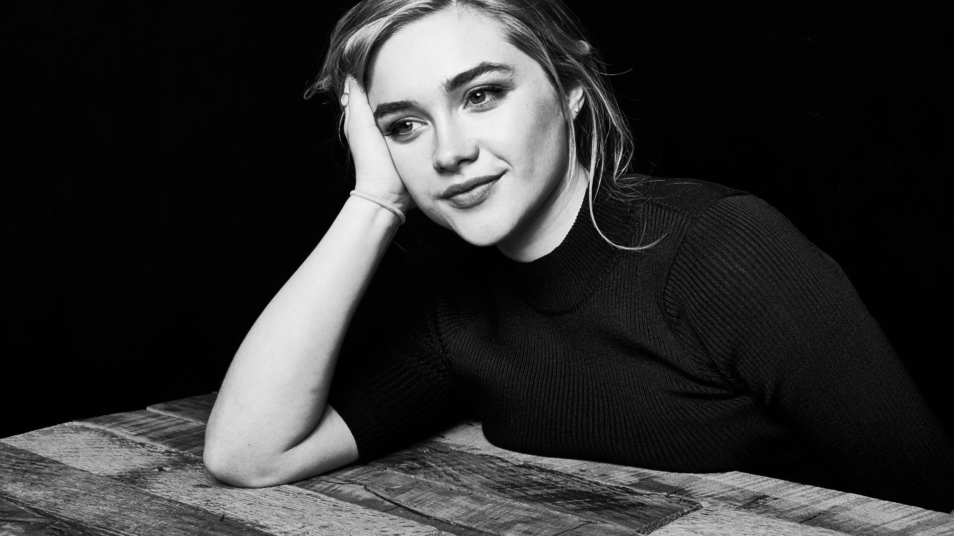Florence Pugh Black And White Background
