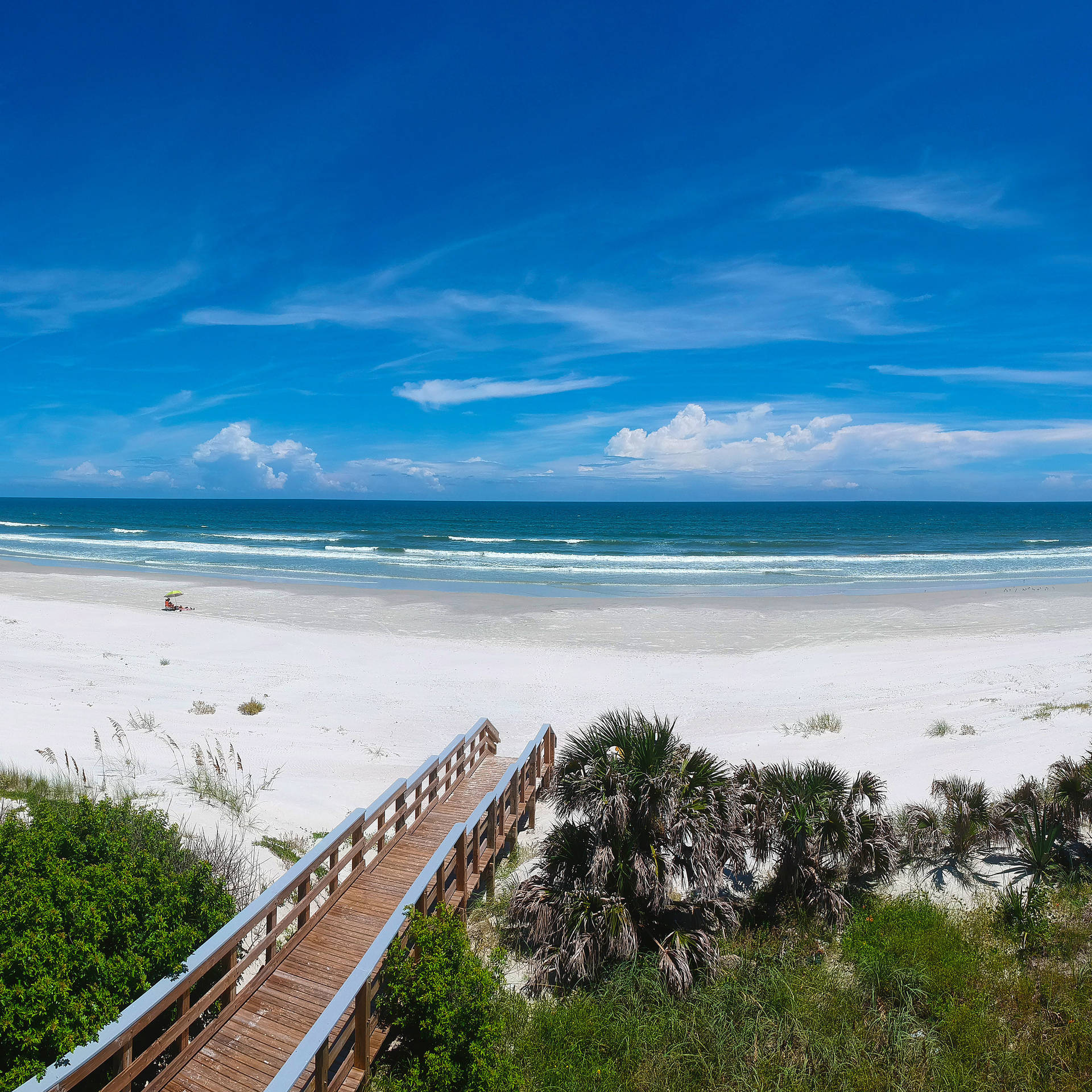 Florida Beach Long Wooden Boardwalk Background