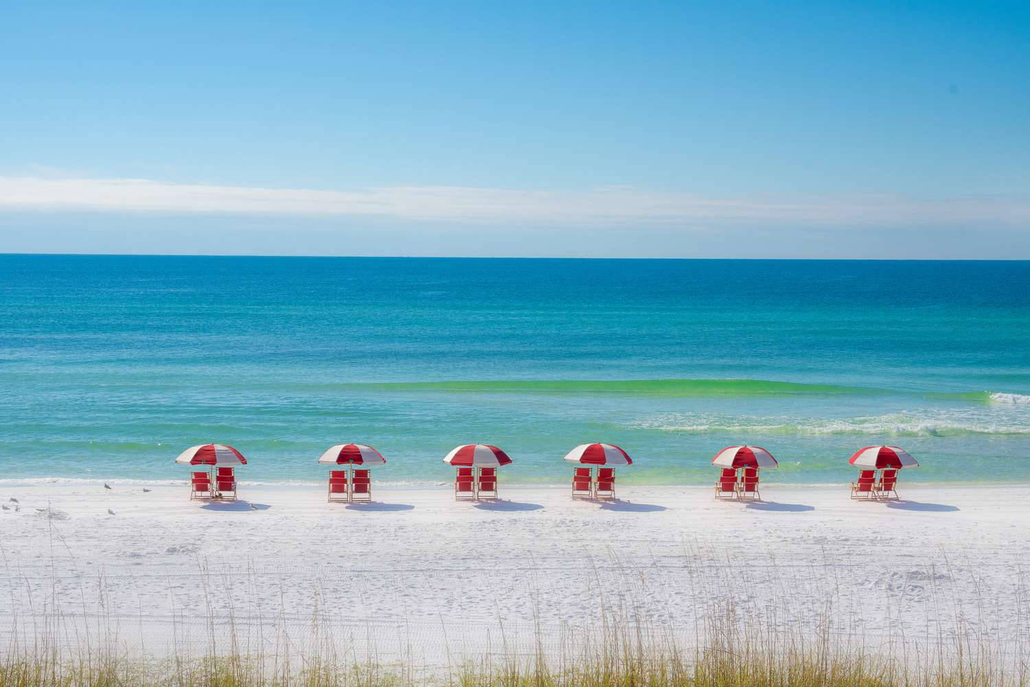 Florida Beach Umbrellas And Sunchairs Background