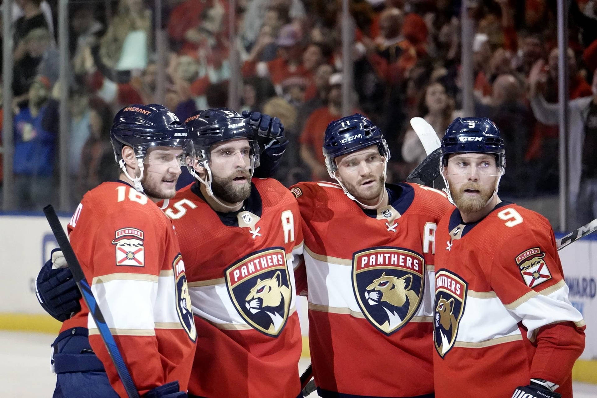 Florida Panthers Aaron Ekblad With Teammates 2022 Nhl Playoffs Background