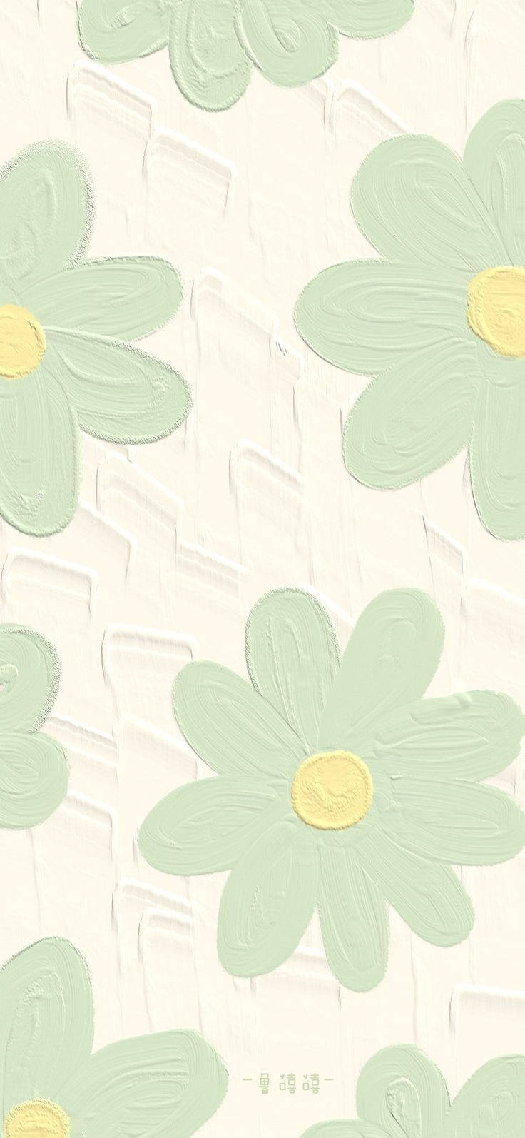 Flower Aesthetic Mint Green Iphone Background