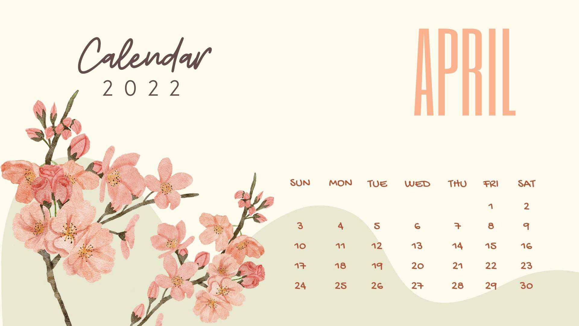 Flower Art April 2022 Calendar