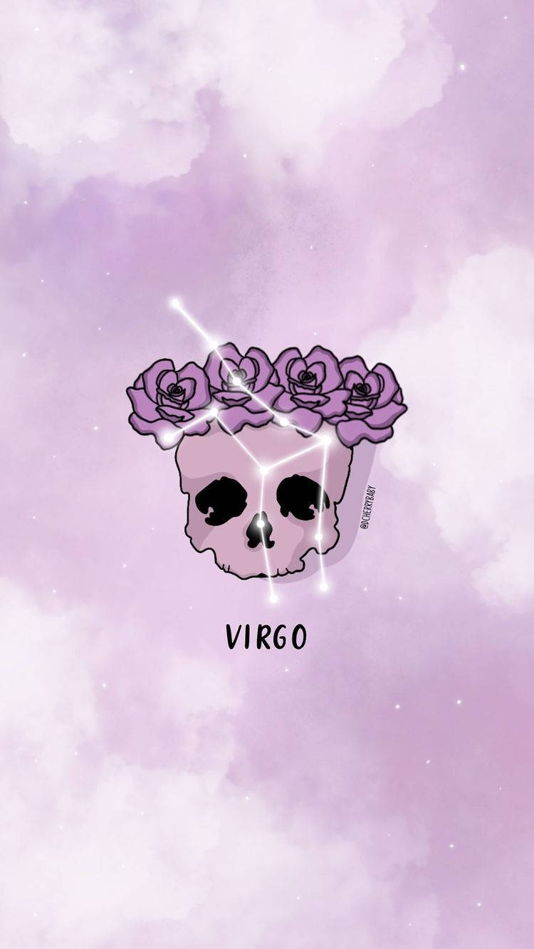 Flower Crown Skull Virgo Background
