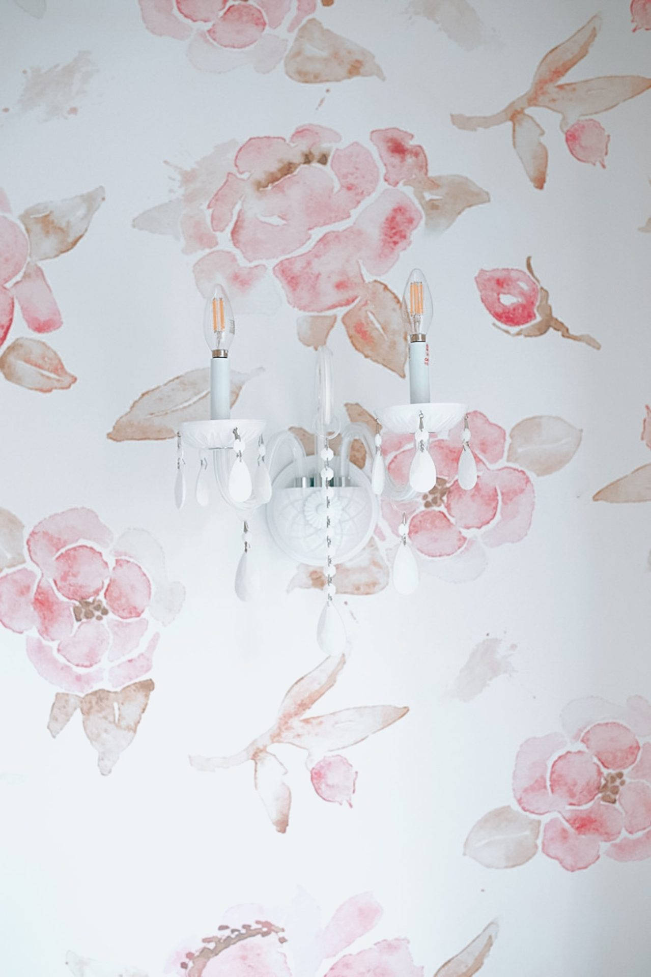 Flower Design And Wall Lamp Background