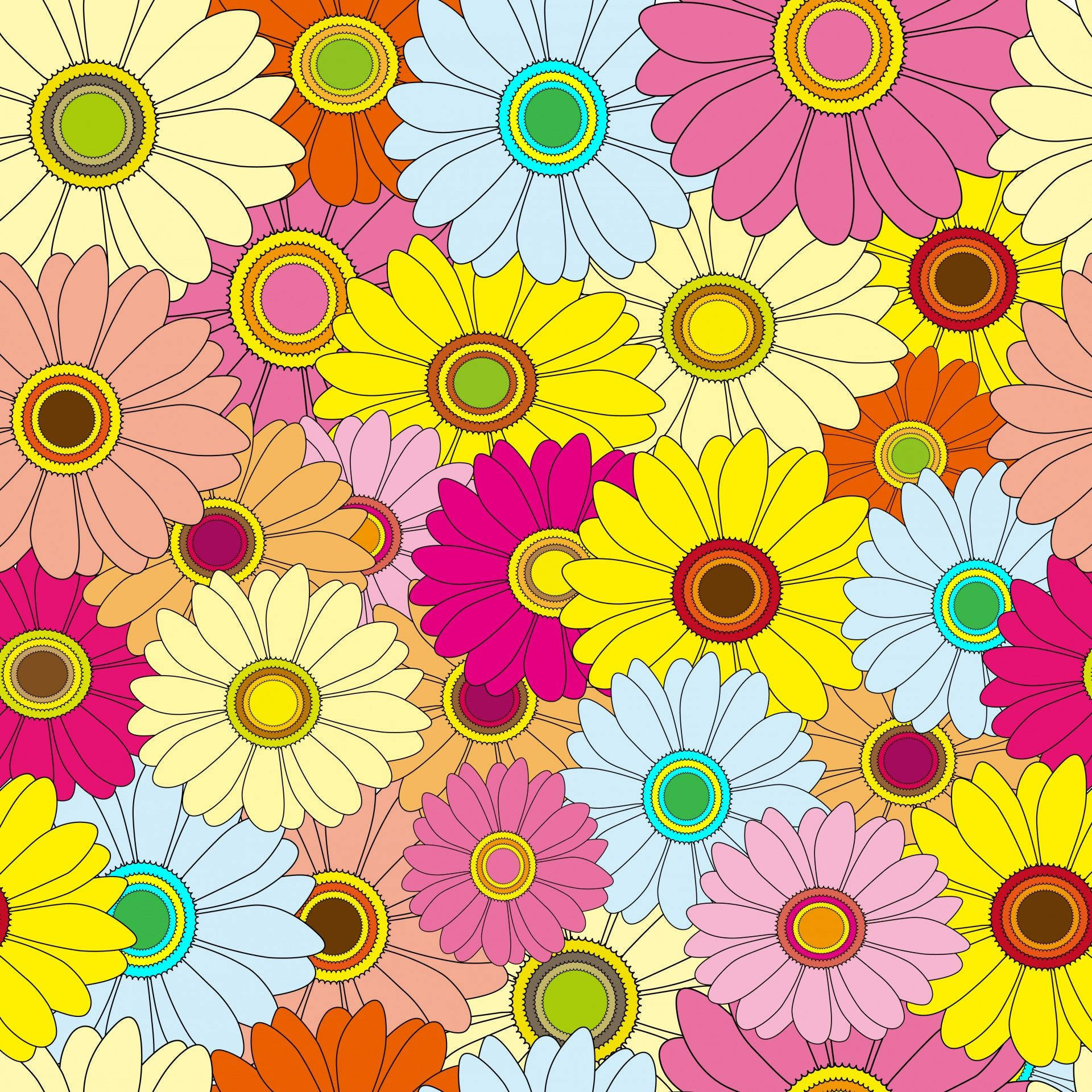 Flower Design Colorful Daisy Flowers Background