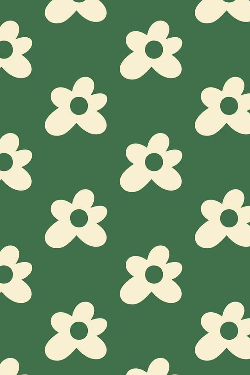 Flower Design In Cute Sage Green Background