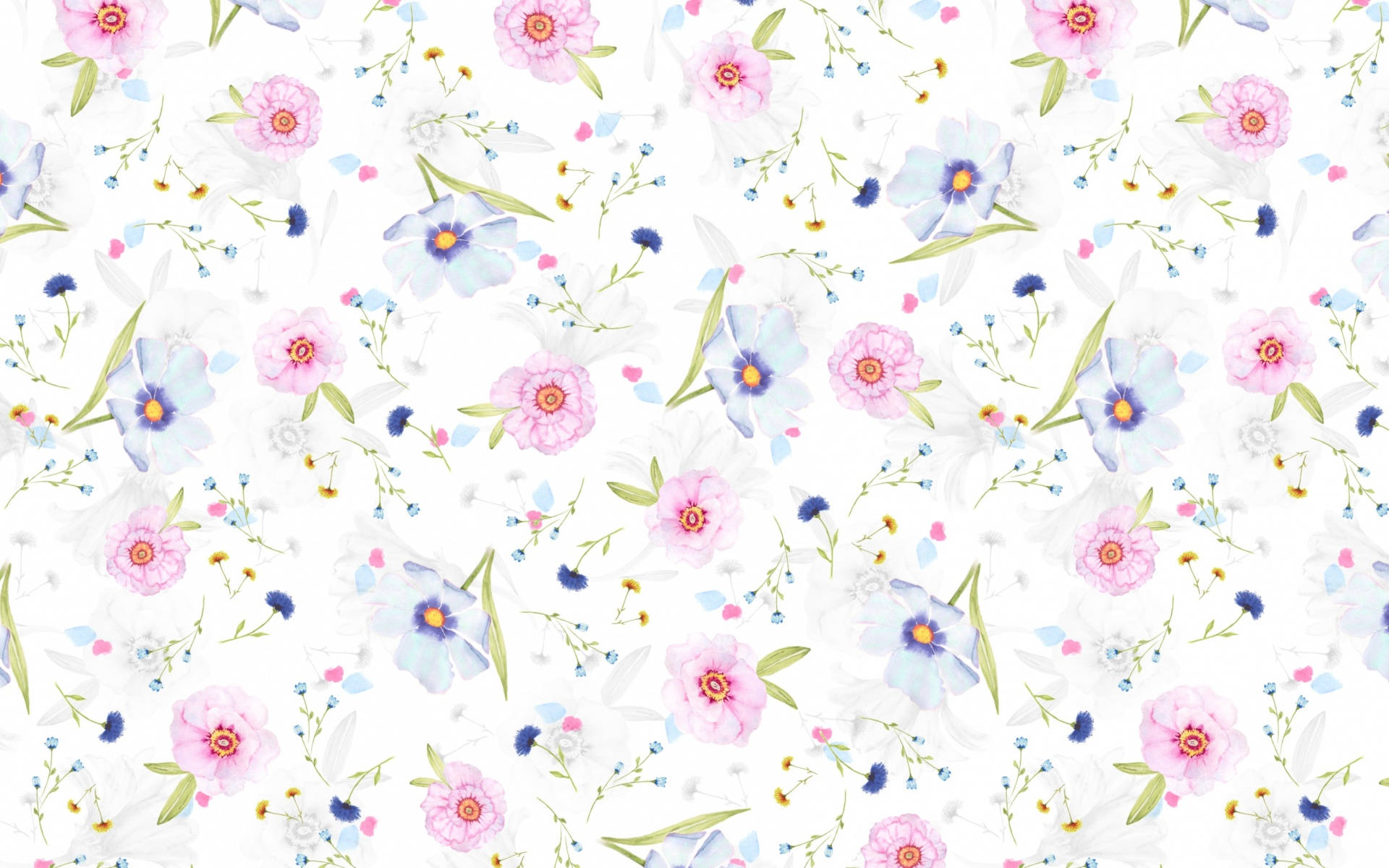 Flower Design Pink And Blue Flowers Background