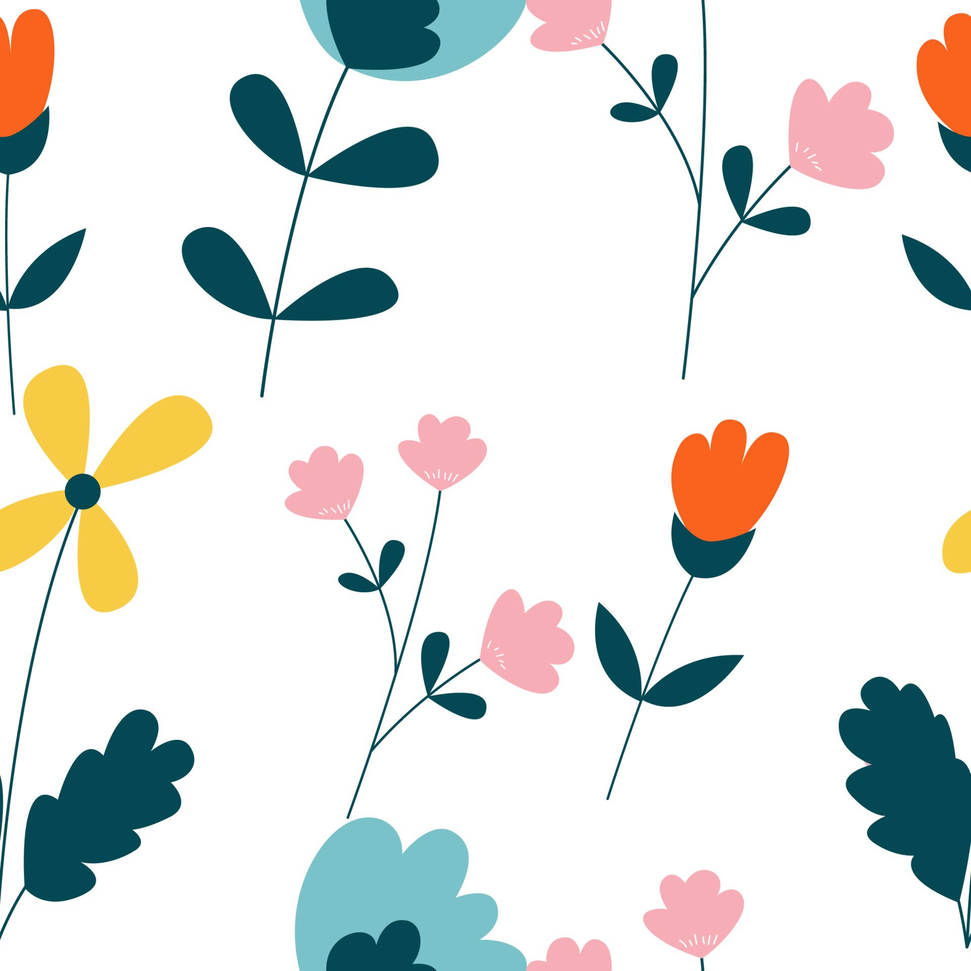 Flower Design Stylized Colorful Flowers