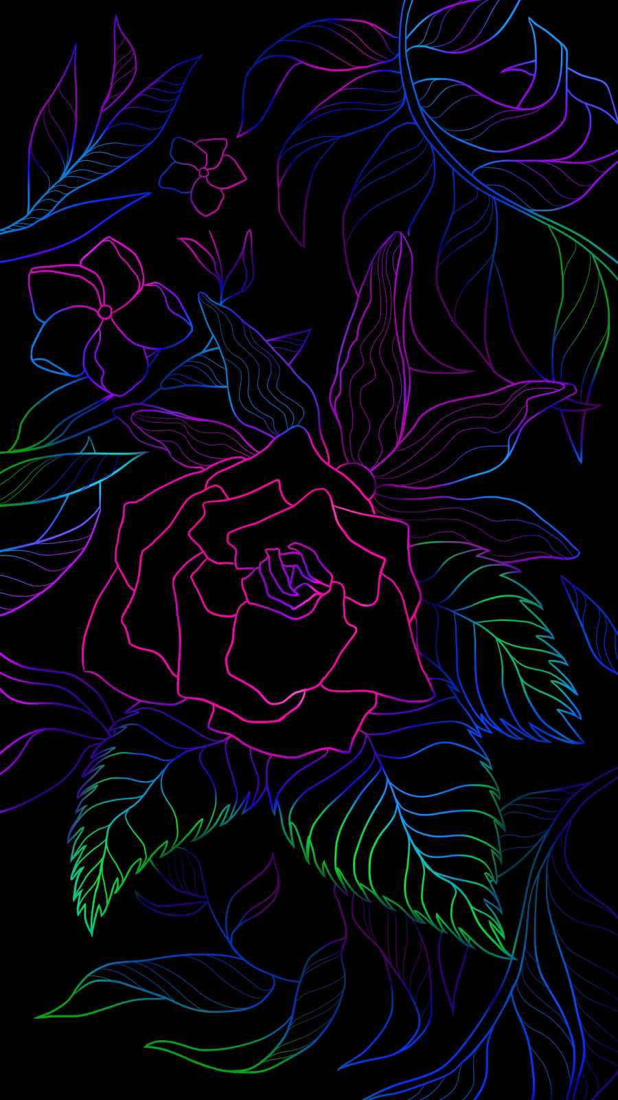 Flower Design With Neon Outlines