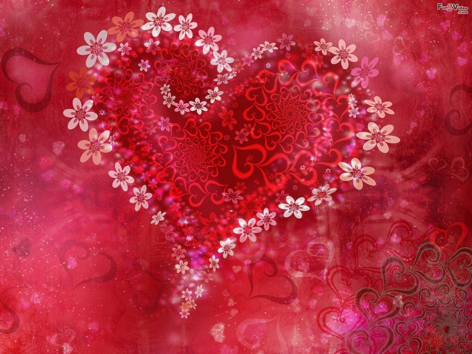 Flower Forms Heart Valentines Desktop Background