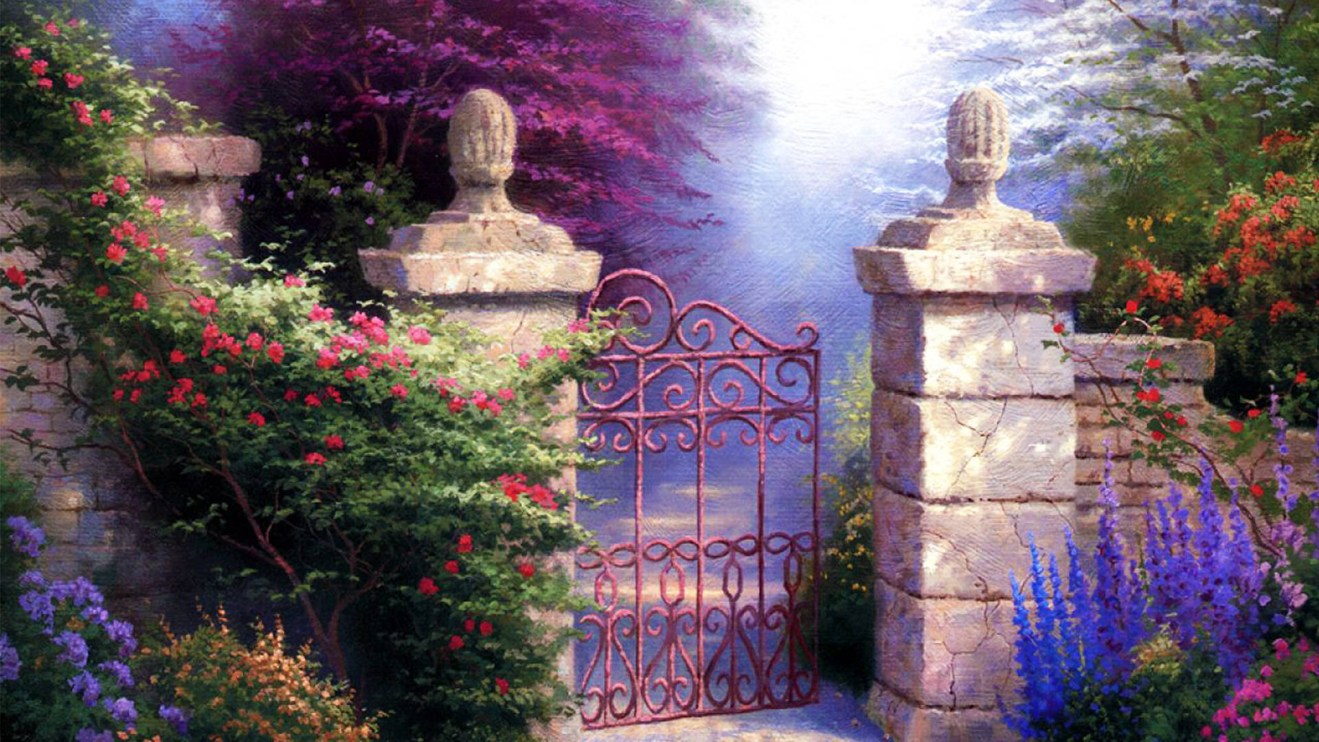 Flower Garden With Front Gate Background
