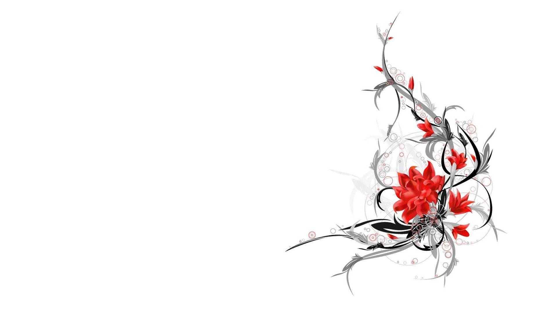 Flower Graphic On White Screen Background
