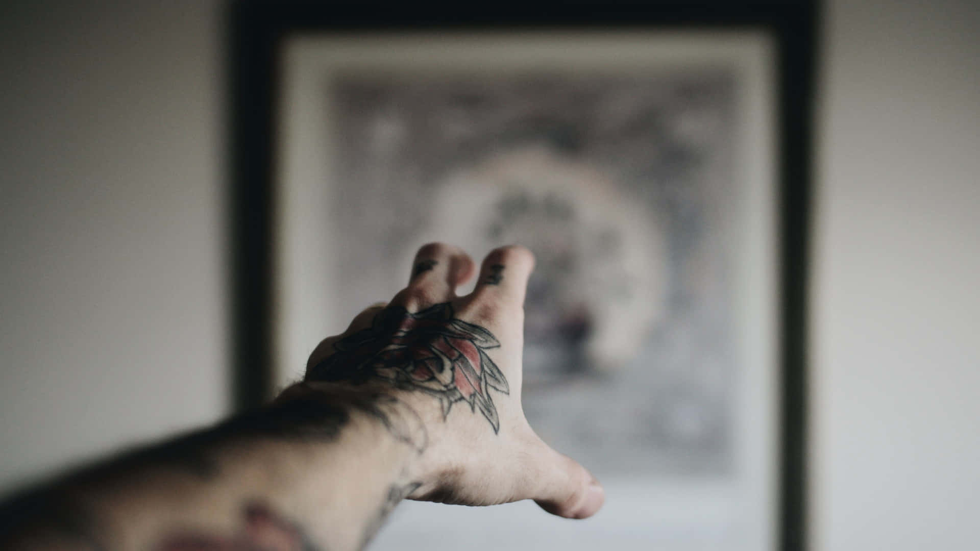 Flower Hand Tattoo Focus Shot Background