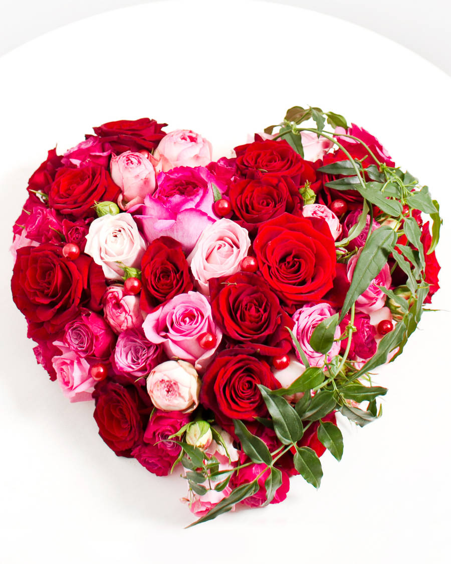 Flower Heart With Assorted Roses