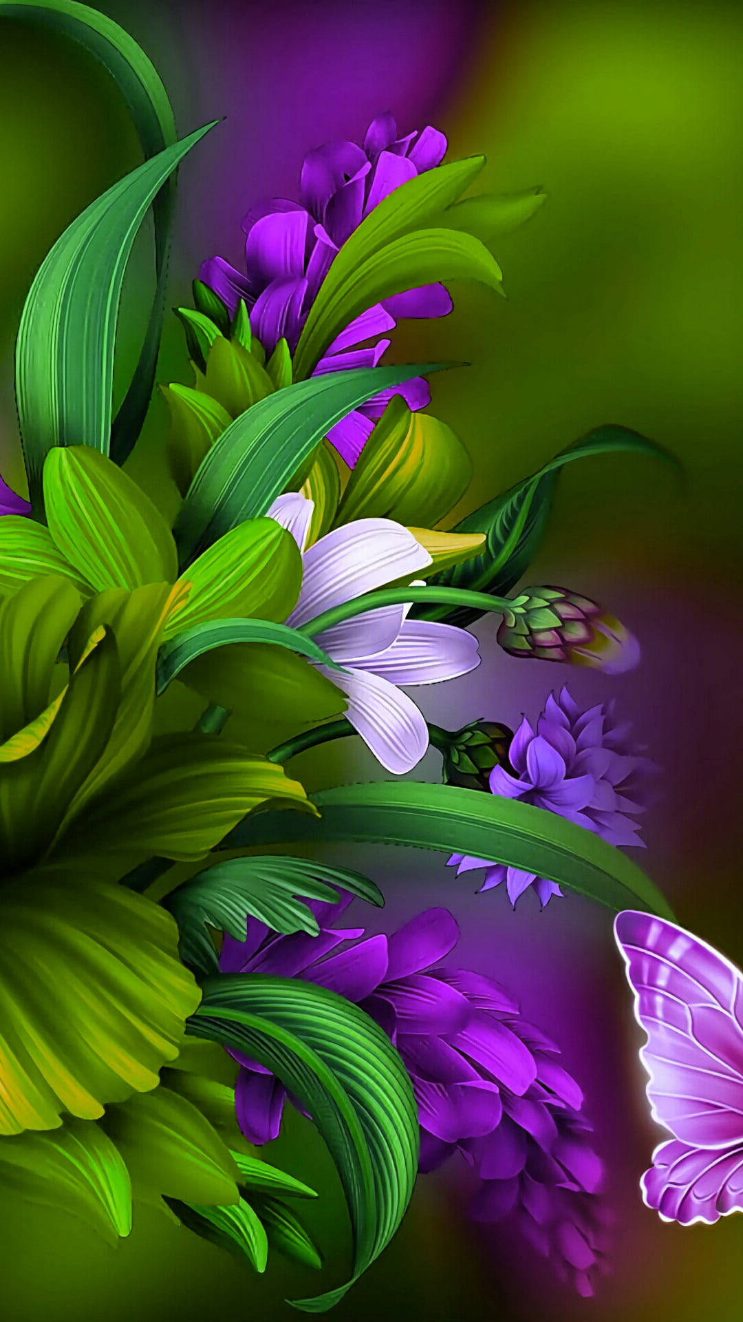 Flower Mobile Digital Painting Background