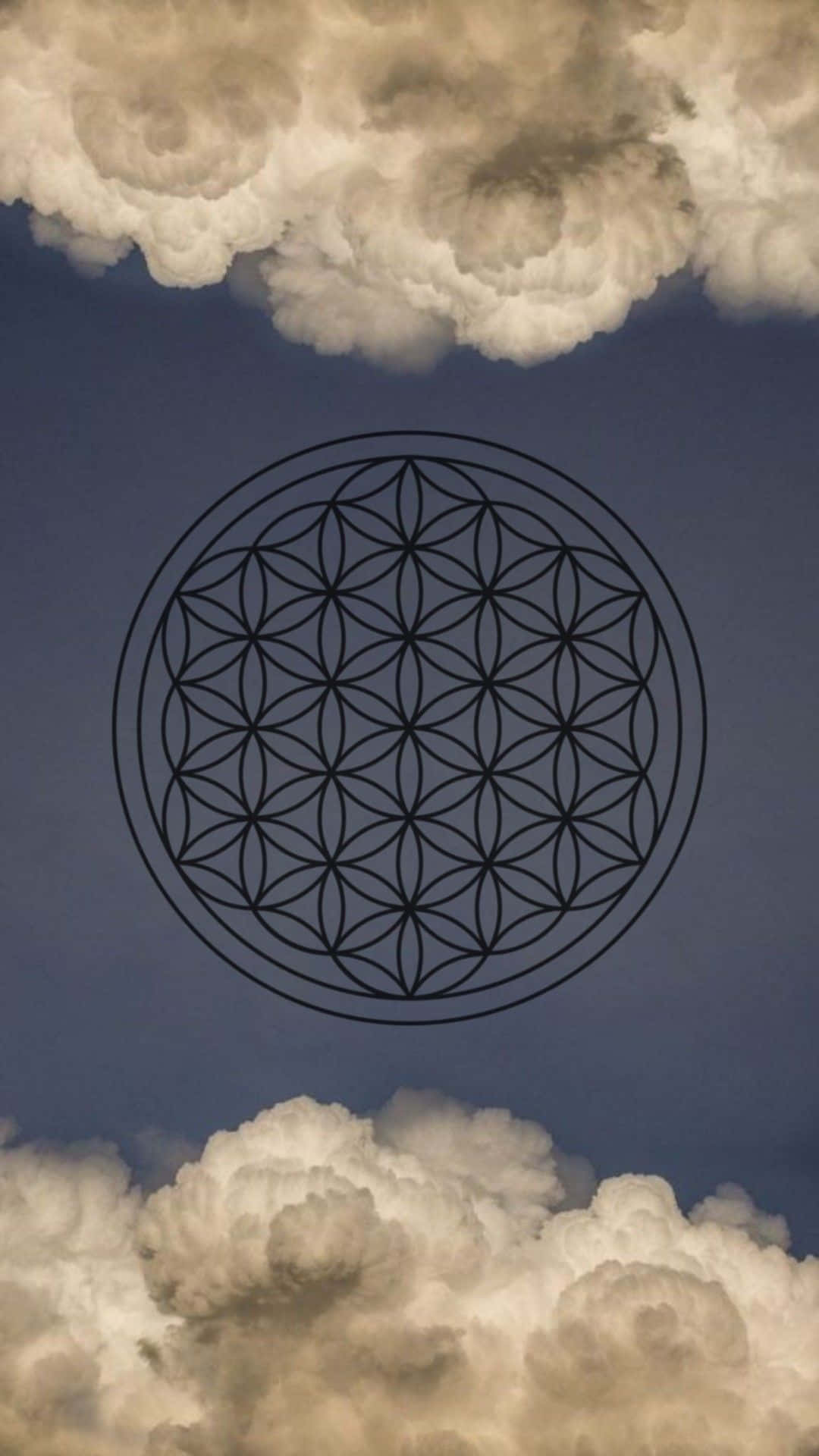 Flower Of Life In The Clouds Background