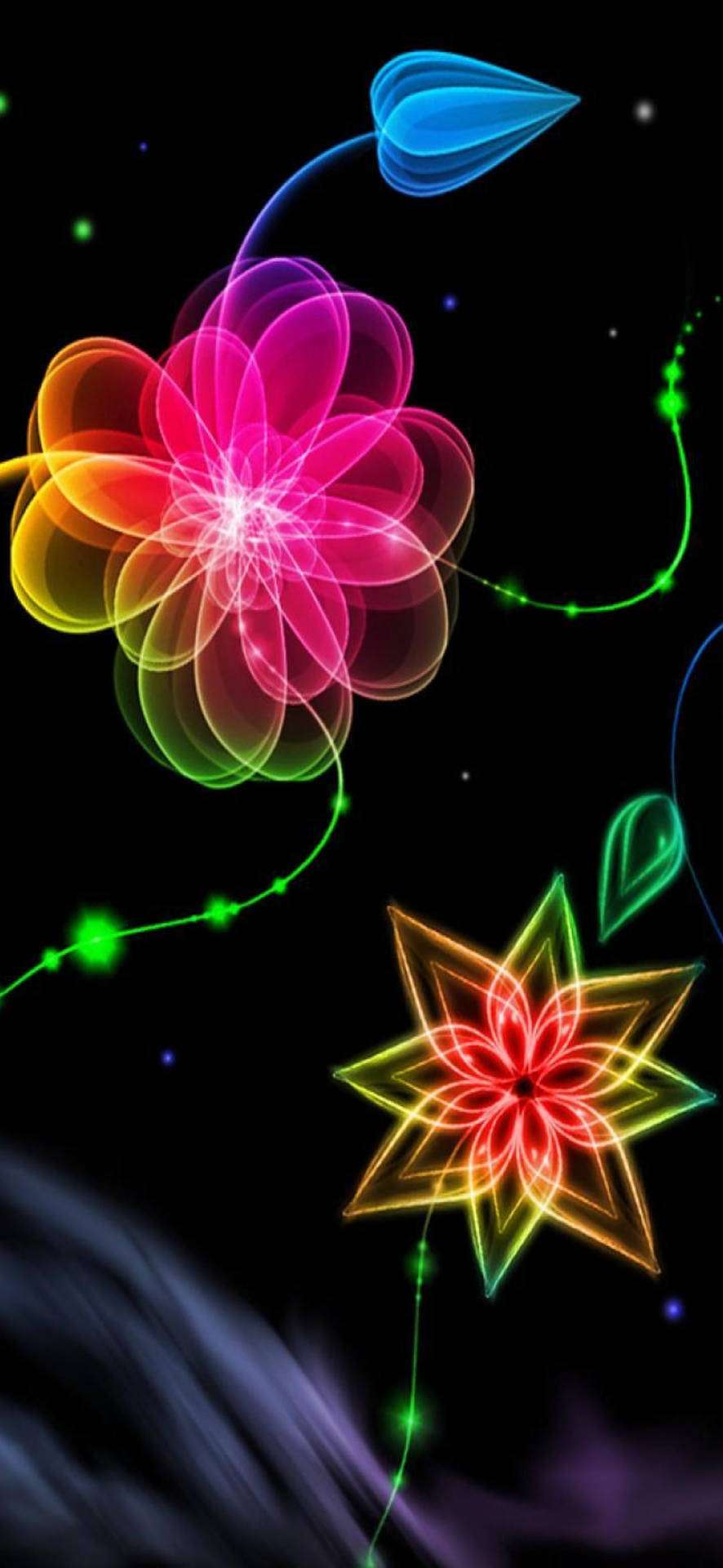 Flower Phone Neon Graphics Background