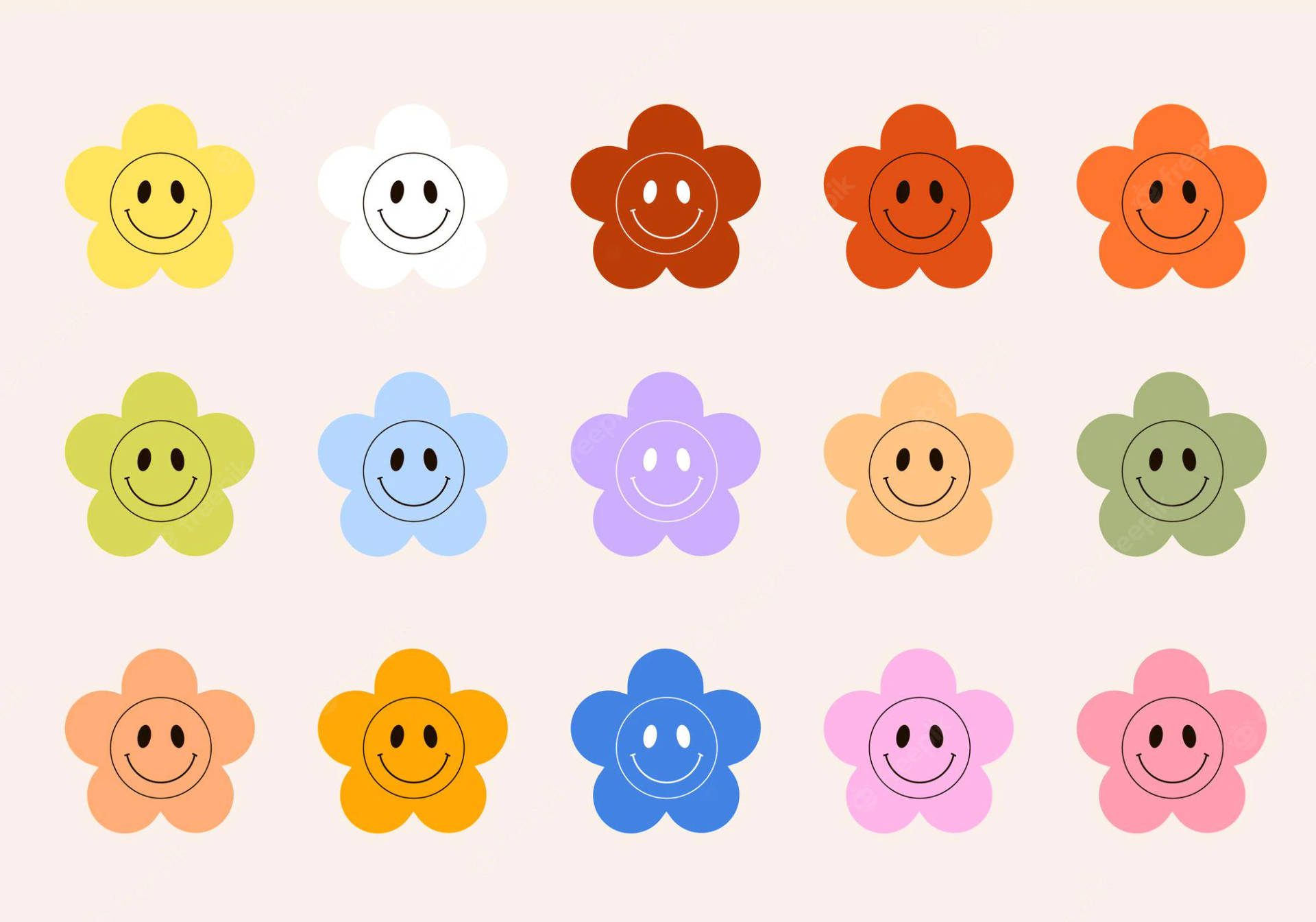 Flower Preppy Smiley Faces Background