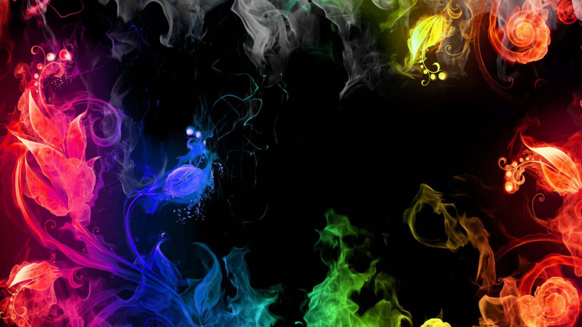 Flower-shaped Rainbow Smoke Pride Desktop Background