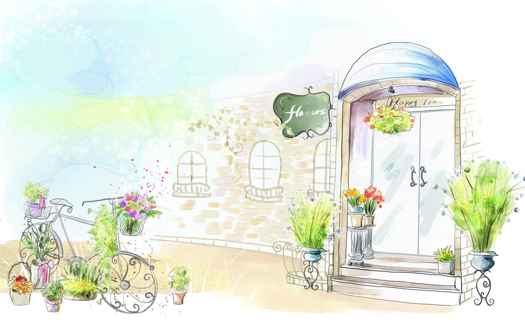 Flower Shop Art Drawing