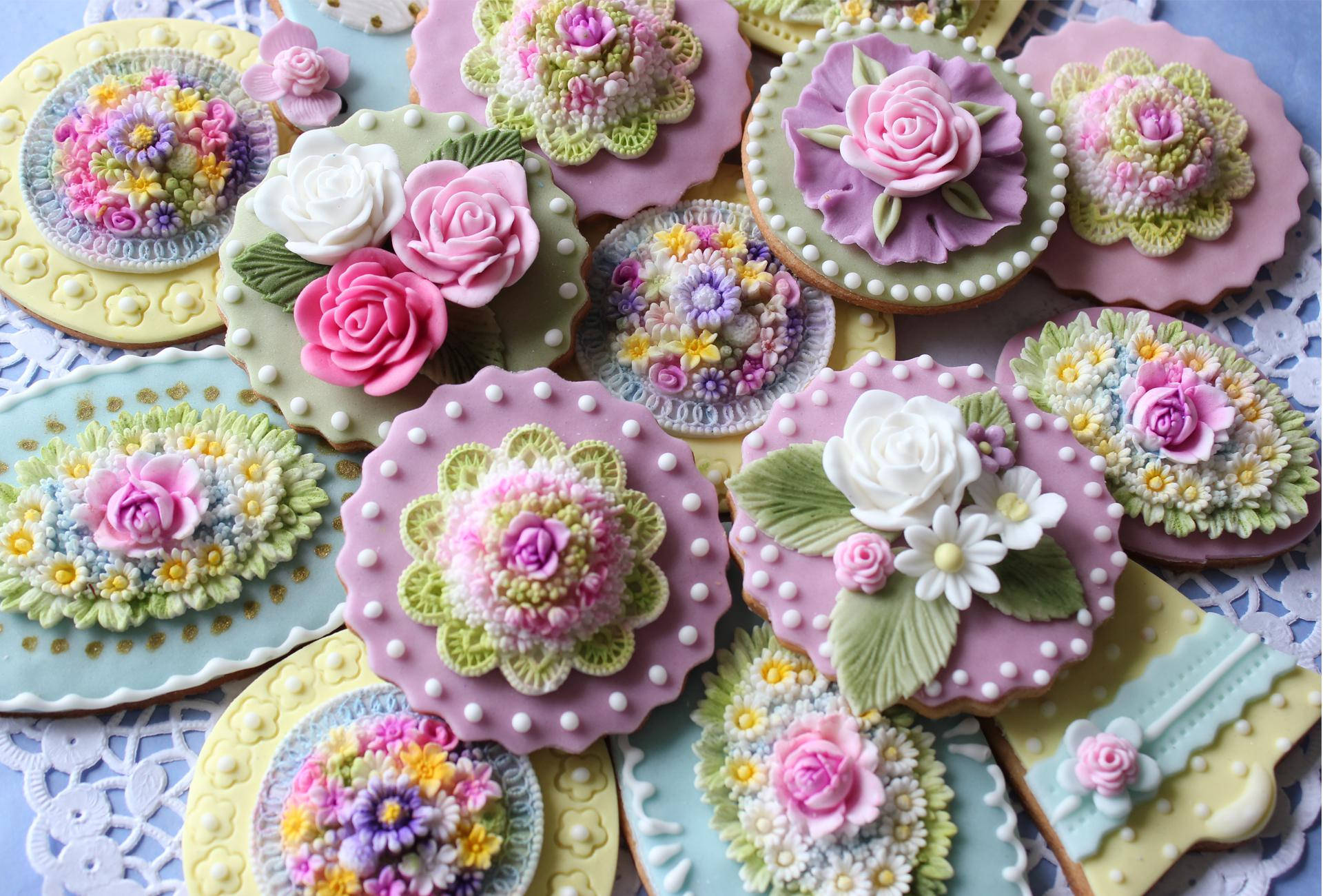Flower Sweet Cookies Background