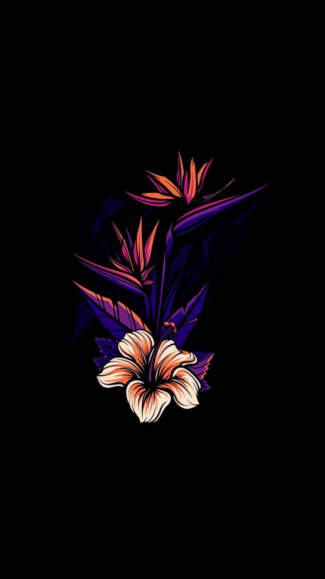 Flower With Leaves Graphic For Phone Background