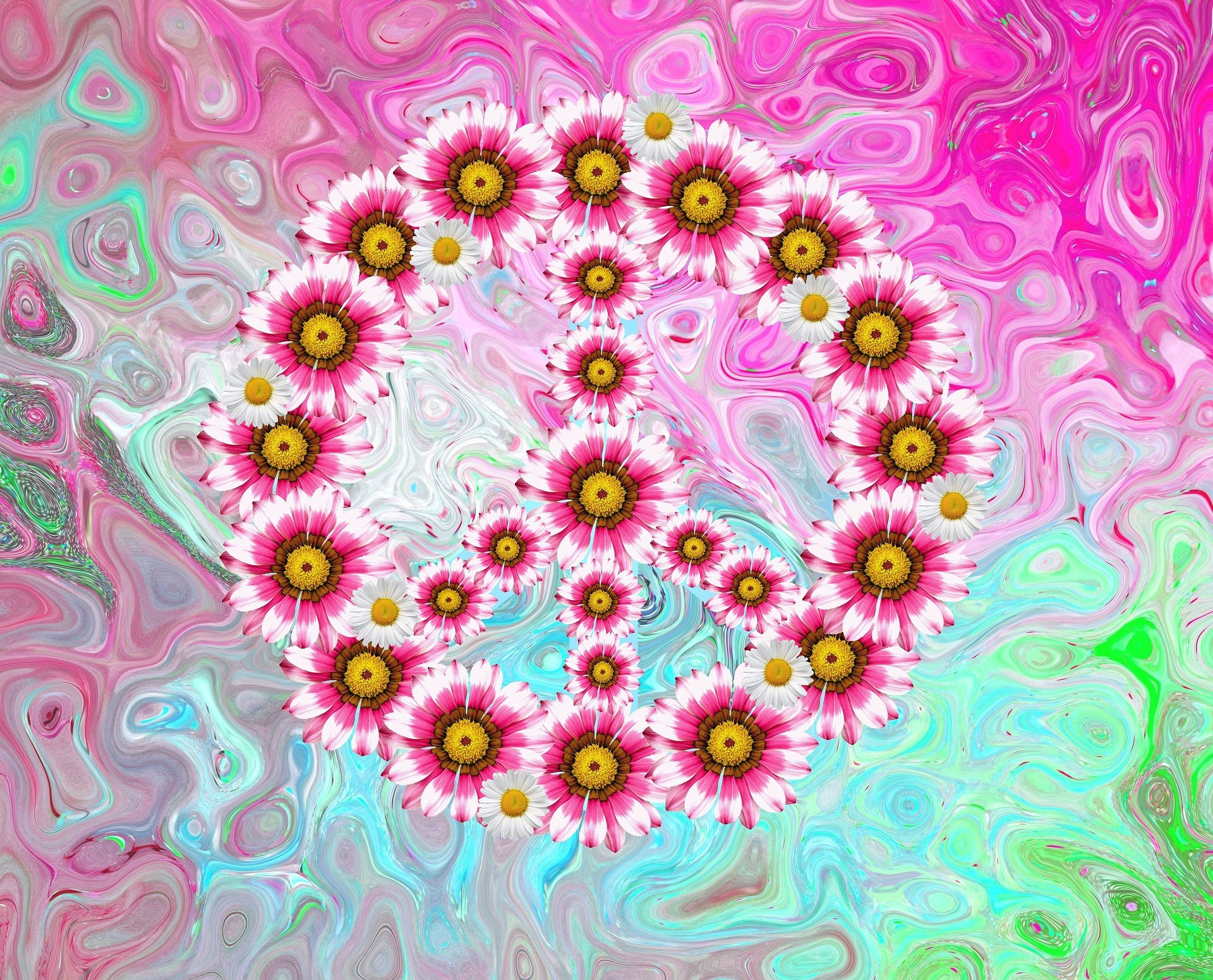 Flower World Peace Sign Background