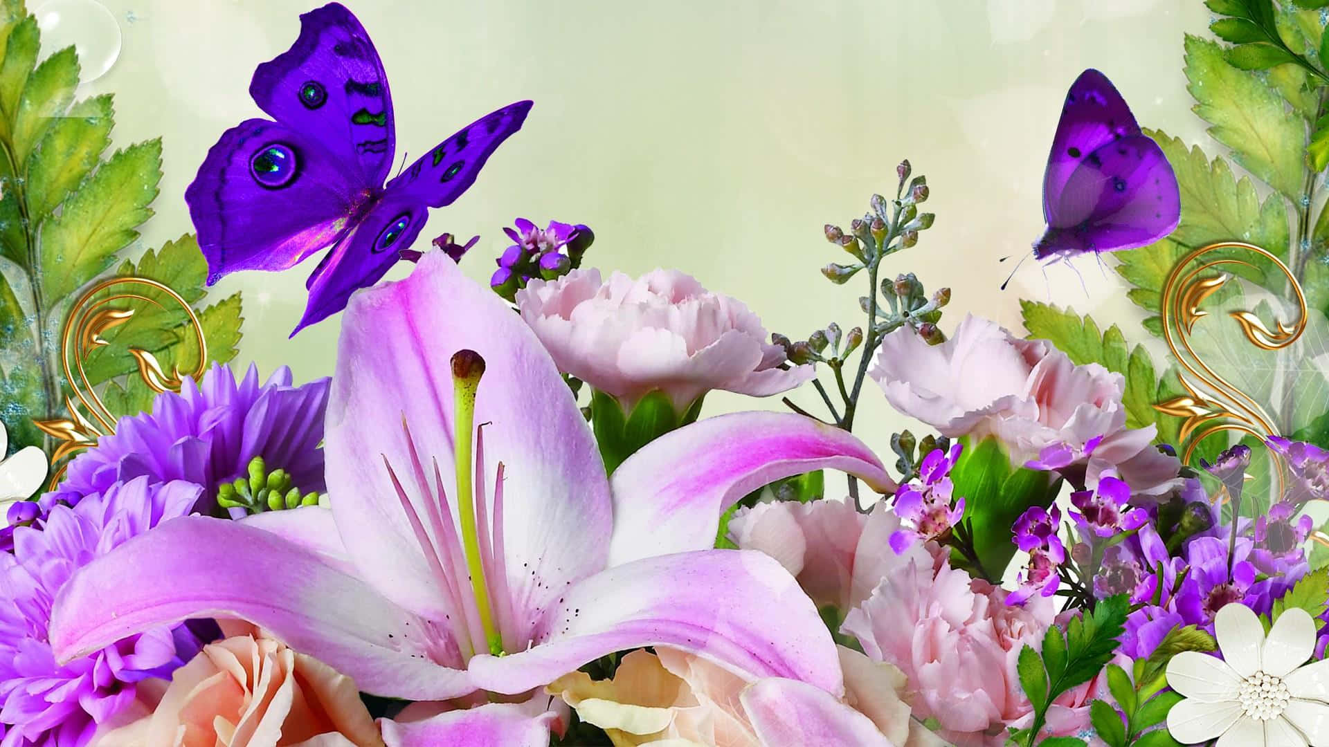 Flowers And Butterflies Garden Makeover Background