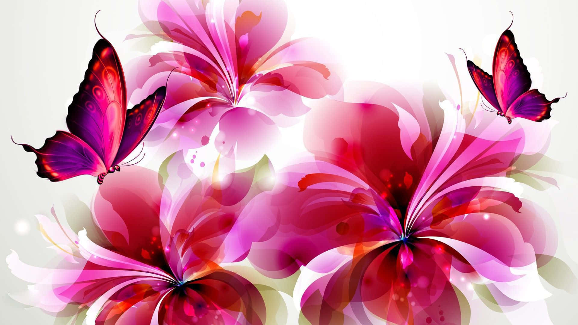 Flowers And Butterflies Painting Background