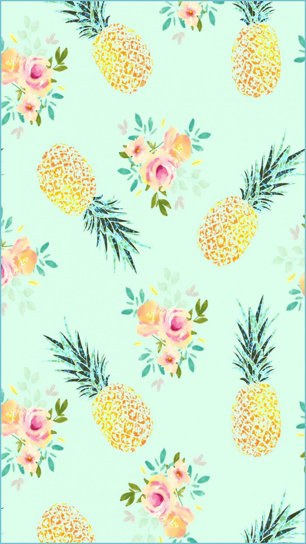 Flowers And Pineapples Pretty Phone Background