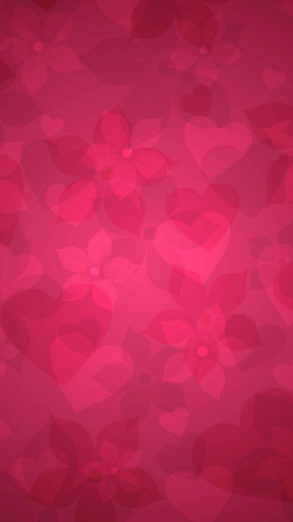 Flowers And Pink Hearts Iphone Background