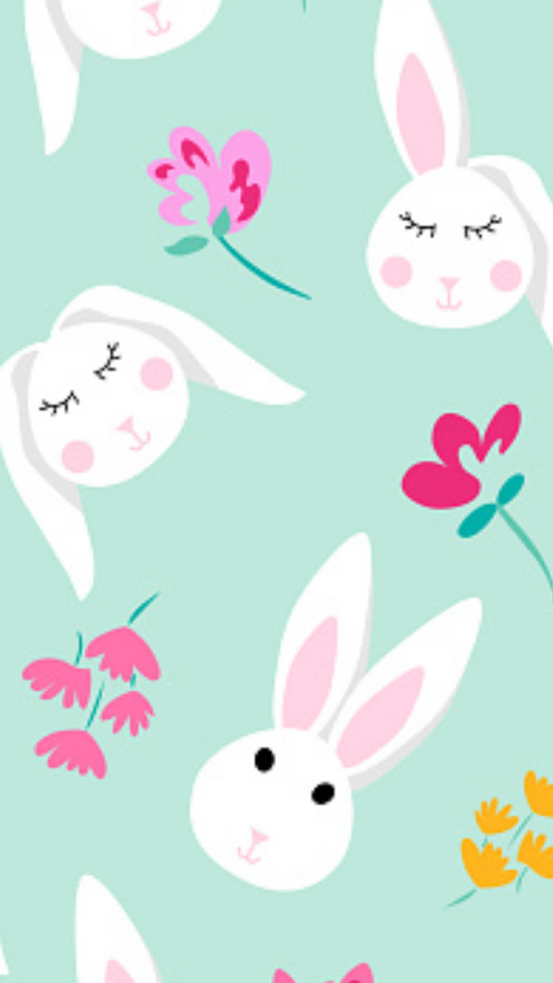 Flowers And White Rabbits Background