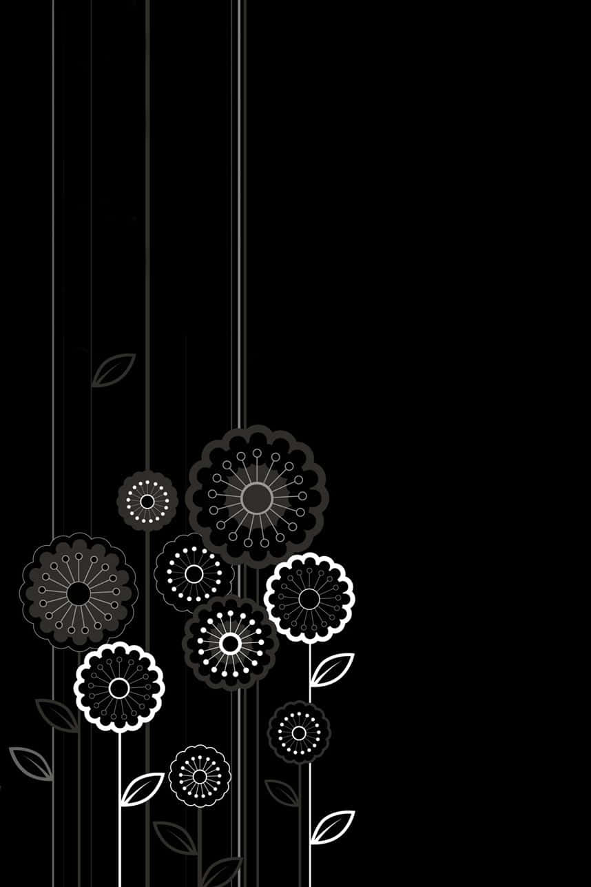 Flowers Art With Black Background Background