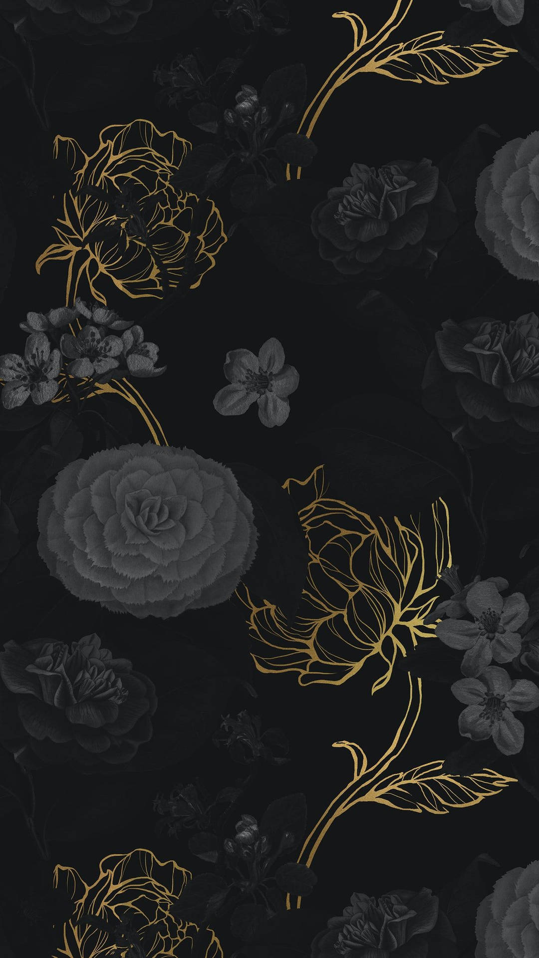 Flowers Black And Gold Iphone Background