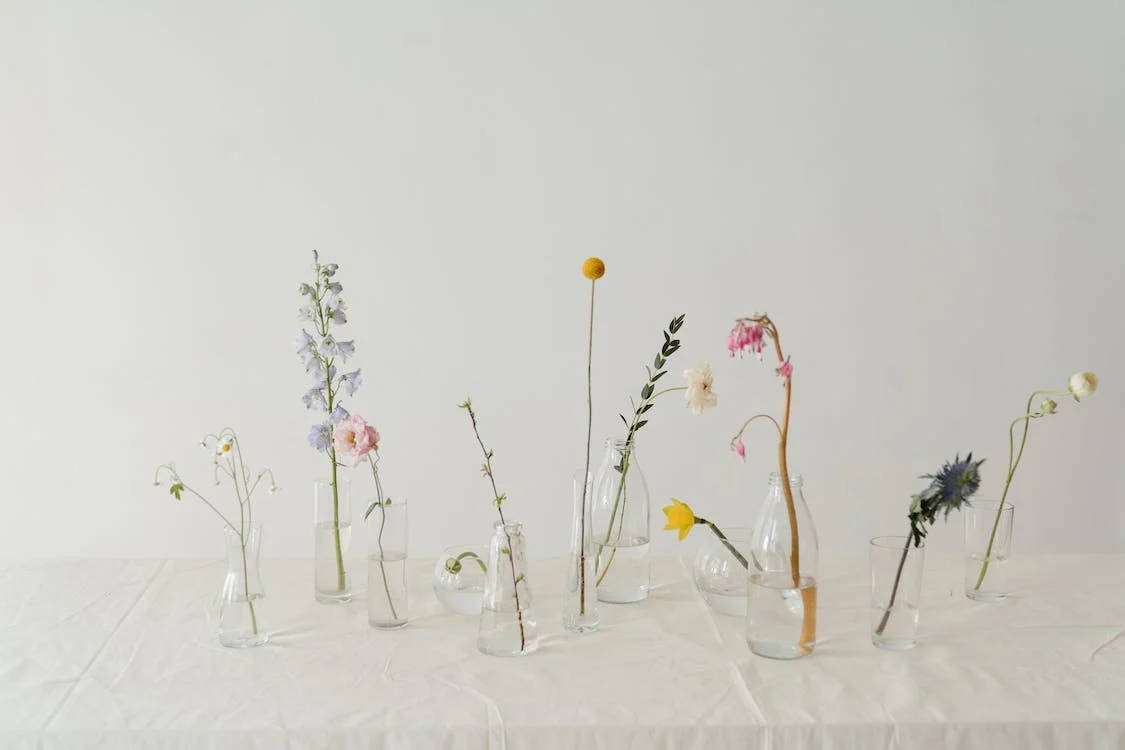 Flowers In Clear Glass Vase Facebook Cover Background