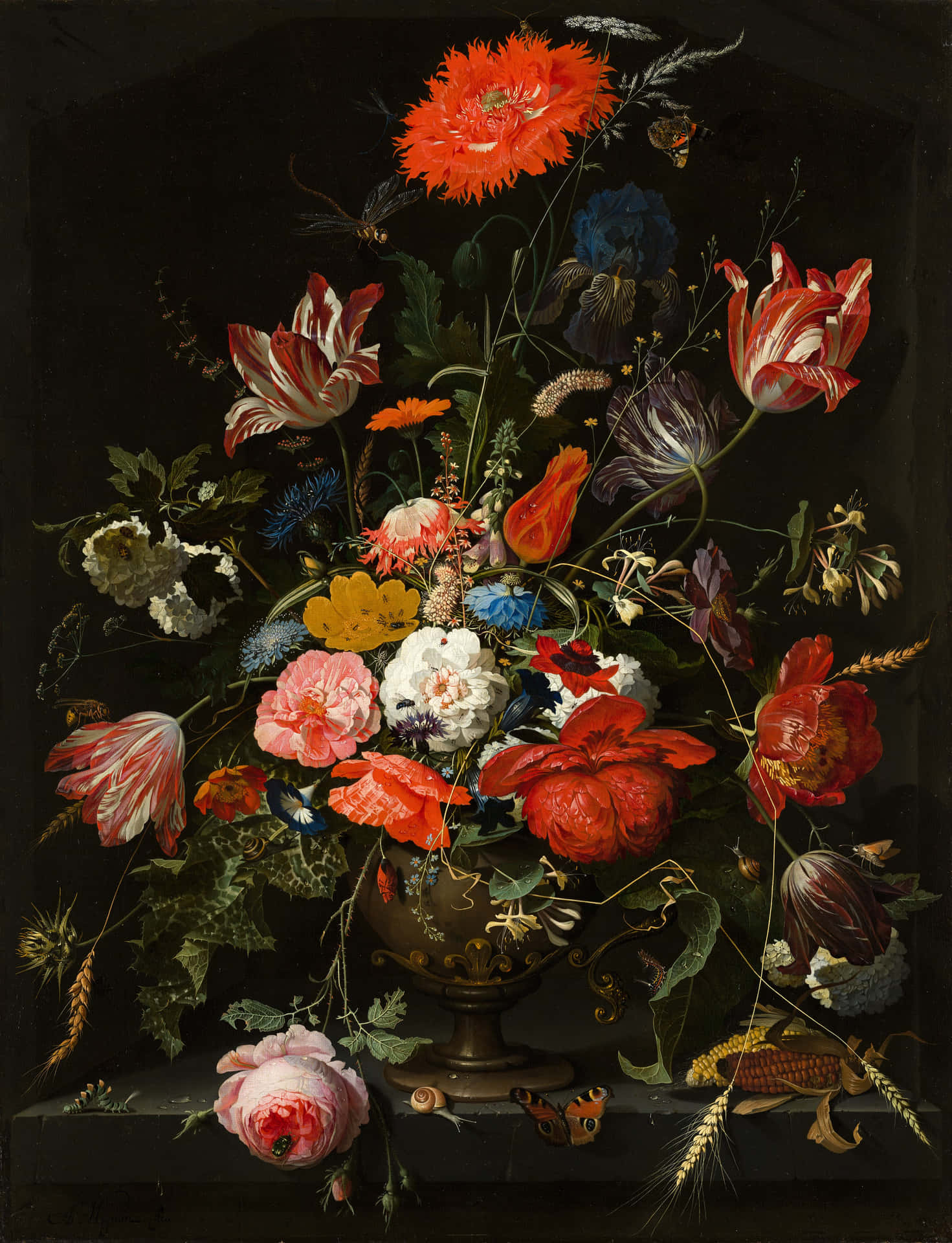 Flowers In Glass Vase 4k Painting