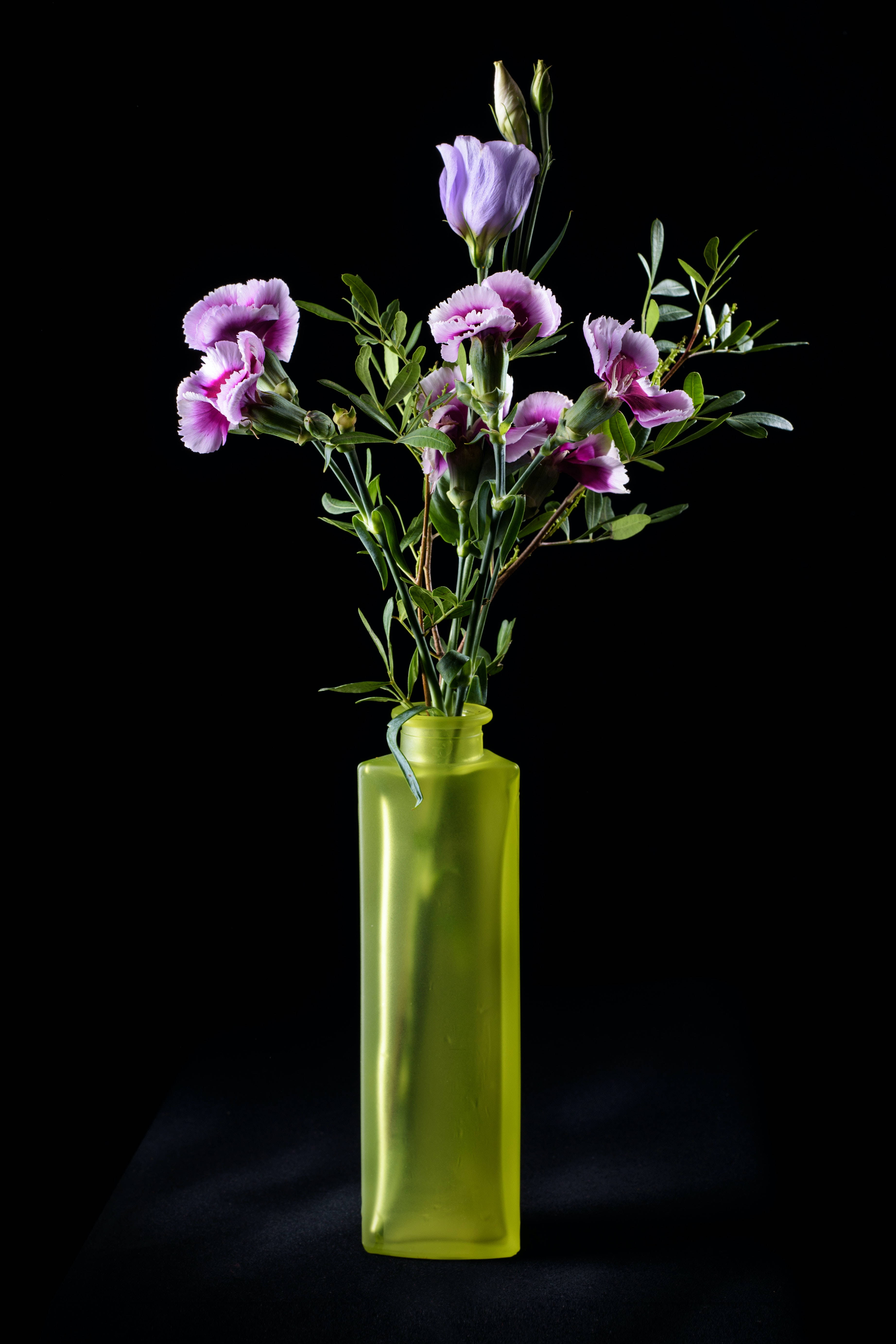 Flowers In Vase Black And Purple Phone Background