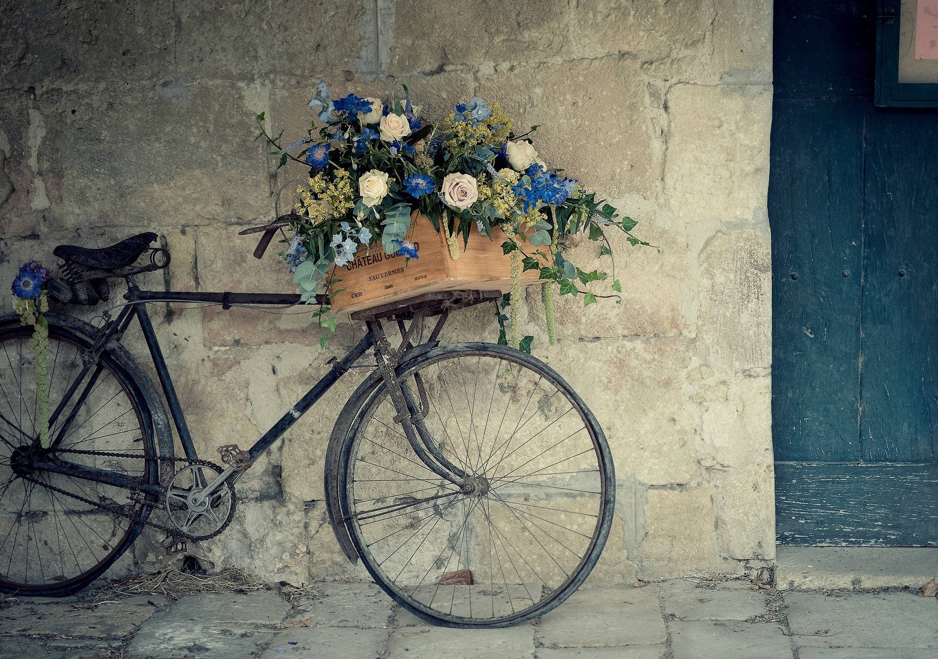 Flowers On Bicycle Basket