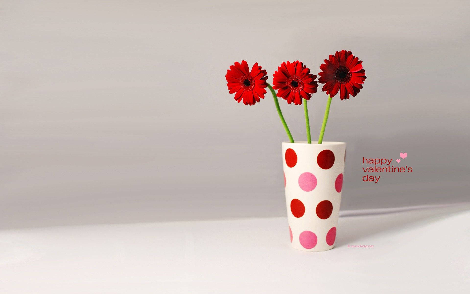 Flowers On Dotted Vase Valentines Desktop Background