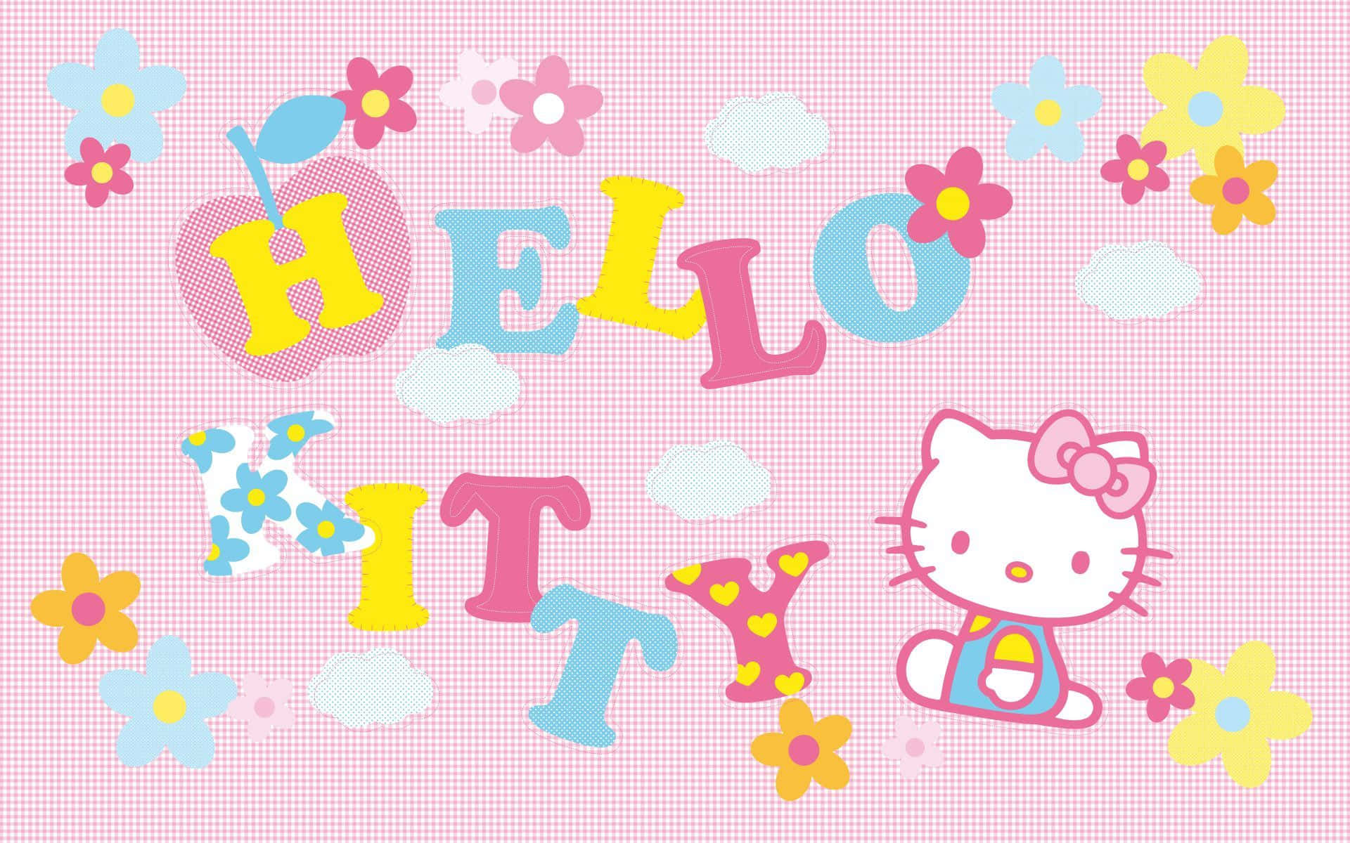 Flowery Cute Pink Hello Kitty Background Background